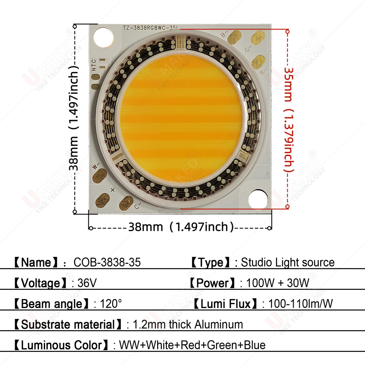38x38mm 290W COB SMD LED Beads - огляд і ціна Photography Lighting Options