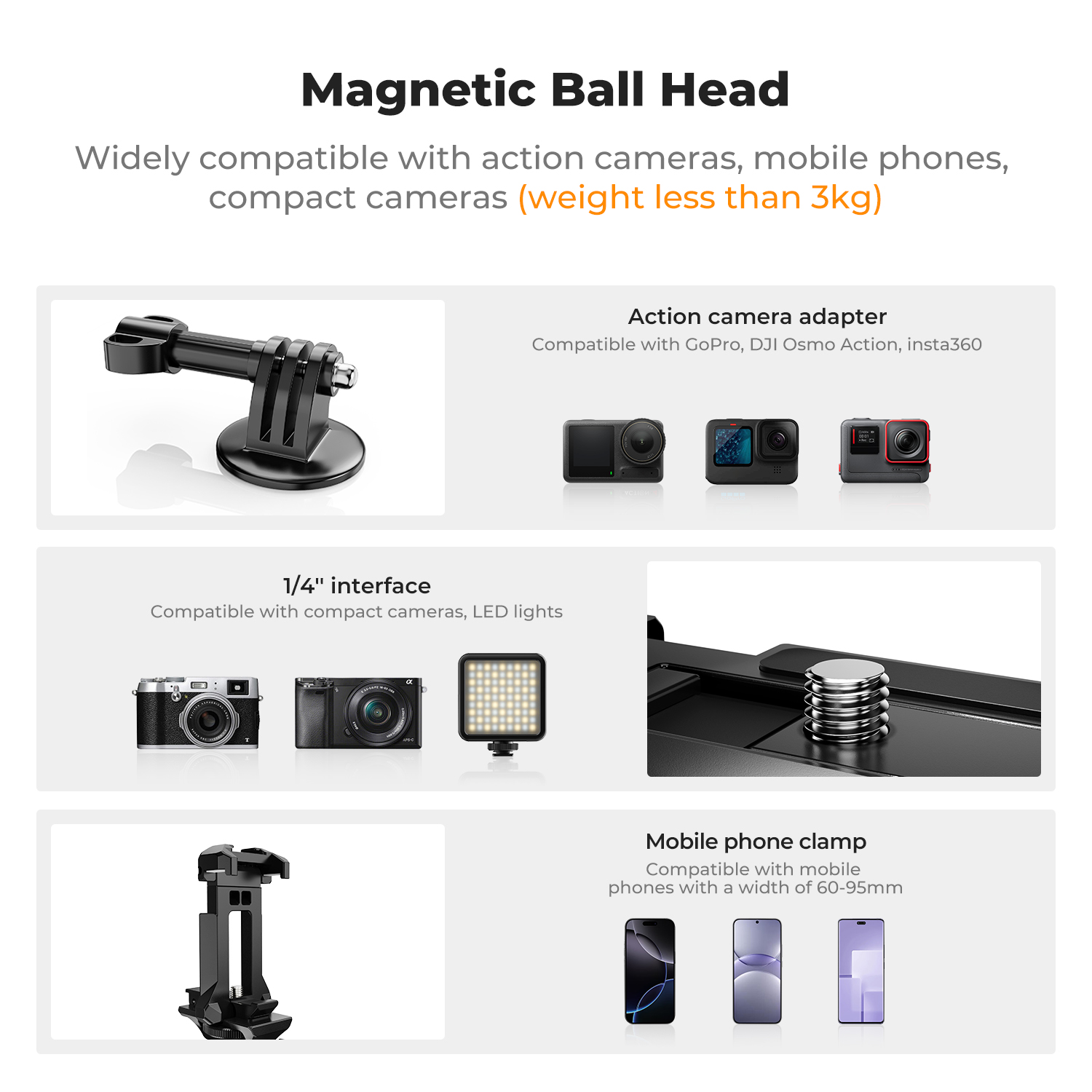 K&F CONCEPT Magnetic Camera Mo - огляд і ціна Gopro Action Camera Hero 11 Black